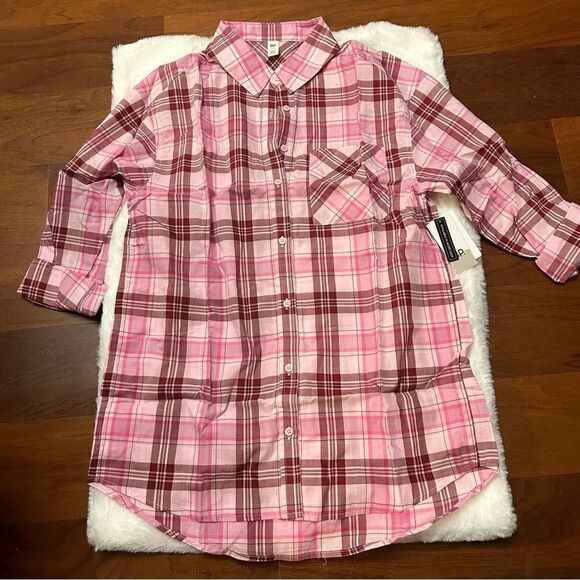 BP Nordstrom Pink Refined Plaid Shirt in XXS NWT‎ - Picture 1 of 3